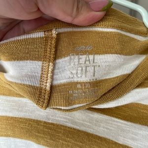 Aerie Real Soft Striped Mustard Top